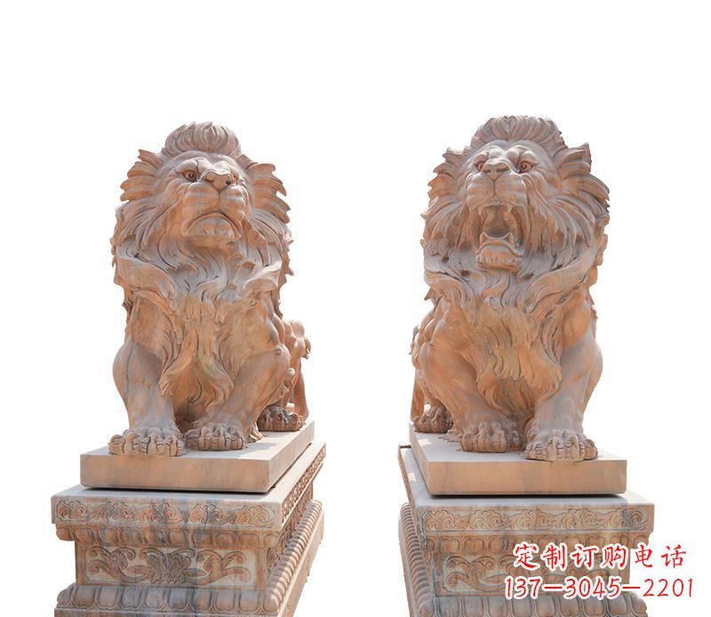 济南晚霞红欧式狮子雕塑