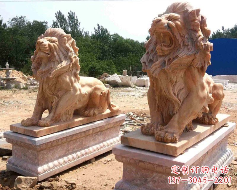 济南晚霞红欧式狮子雕塑222