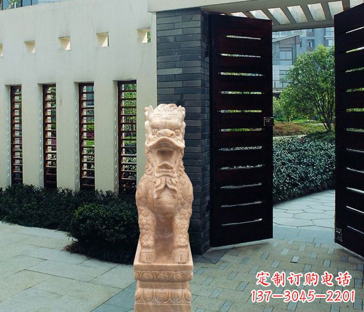 济南晚霞红瑞兽麒麟雕塑