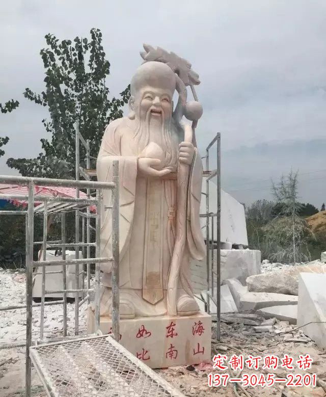 济南晚霞红神像老寿星雕塑