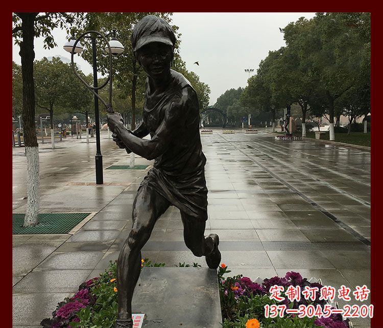 济南网球运动人物铜雕