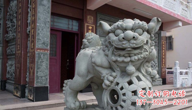 济南网球狮石雕南方狮子雕塑