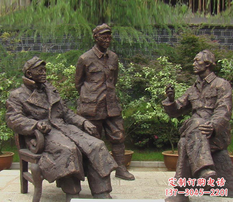 济南伟人毛泽东刘伯承铜雕