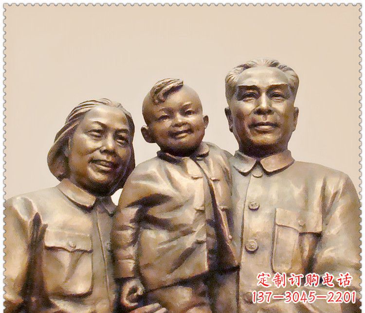 济南伟人周恩来一家铜雕
