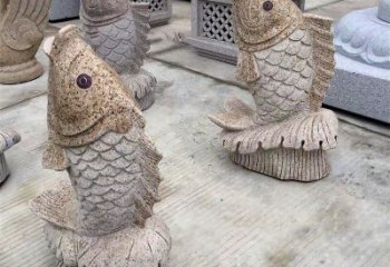 济南花岗岩石雕-鲤鱼雕塑