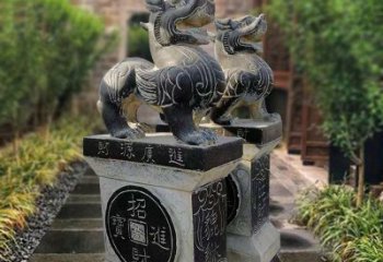 济南貔貅石雕小区看门雕塑