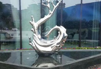 济南炫耀雕塑——不锈钢火苗抽象雕塑