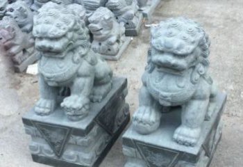 济南青石小狮子门口石雕，精美传统风格
