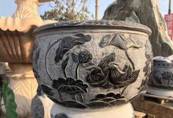济南荷花浮雕鱼缸雕塑，让空间更加生机勃勃