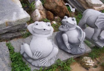 济南别具一格的青石青蛙喷水雕塑