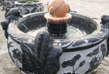 济南青石鱼缸雕塑，装点您的生活