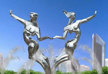 济南爱情镌刻，不锈钢抽象情侣雕塑