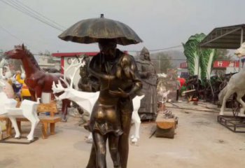 济南中领雕塑-情侣相拥铜雕，唤醒爱意