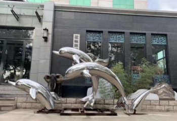 济南高端定制不锈钢海豚雕塑