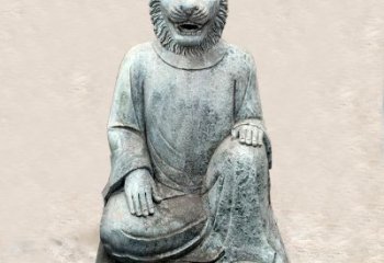 济南中领雕塑：生肖虎-兽首人身石雕精品