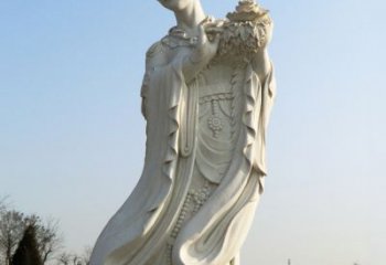 济南古典美女雕塑——十二花神之四月牡丹杨玉环汉白玉
