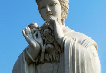 济南石榴之美——十二花神之五月石榴李氏汉白玉古代美女雕像