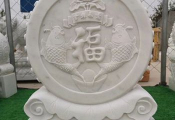济南装饰福字图案的雕塑石门墩