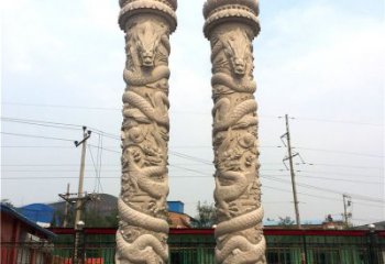 济南石雕华表盘龙柱，雕塑工艺的精美展示