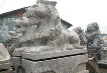济南优质石雕汇丰狮子雕塑