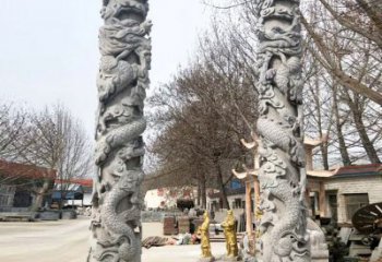 济南中领雕塑传统工艺制作精美石雕盘龙柱