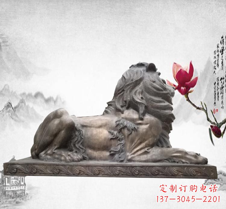 济南卧着的西洋狮子铜雕