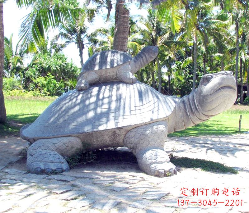 济南乌龟母子石雕