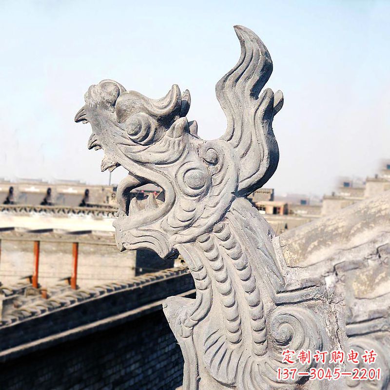 济南屋脊鸱尾螭吻雕塑-古建装饰神兽动物雕塑