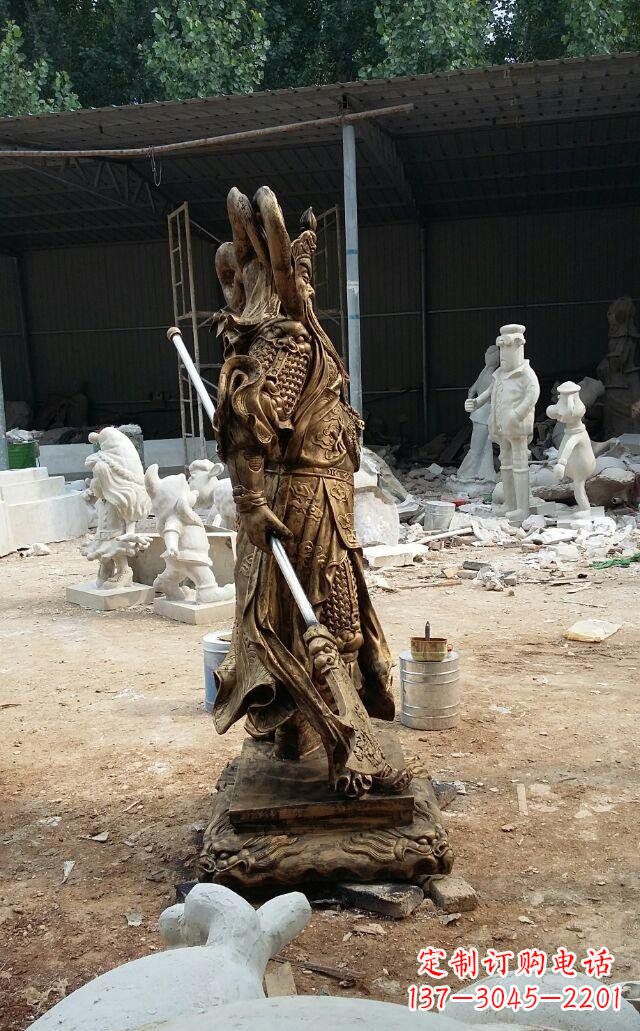 济南武财神关公玻璃钢仿铜雕塑