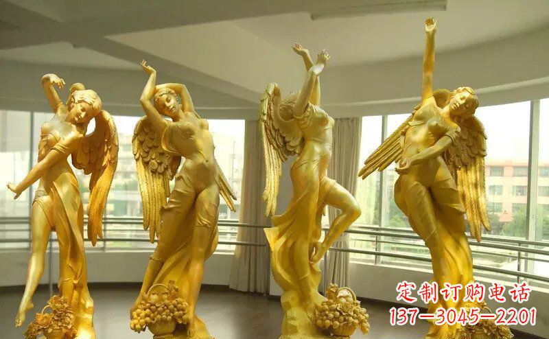 济南舞蹈四女神玻璃钢仿铜人物雕塑