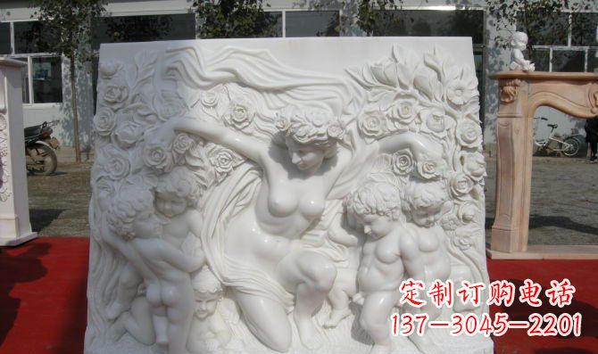 济南西方女人与孩子汉白玉浮雕