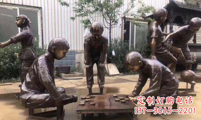 济南下象棋儿童铜雕 (2)