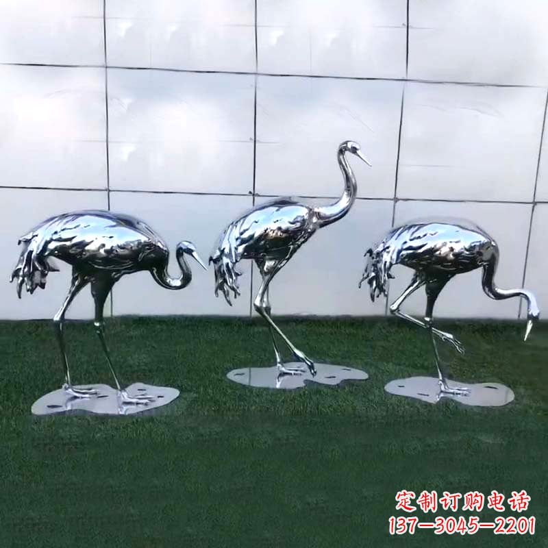 济南仙鹤镜面不锈钢雕塑