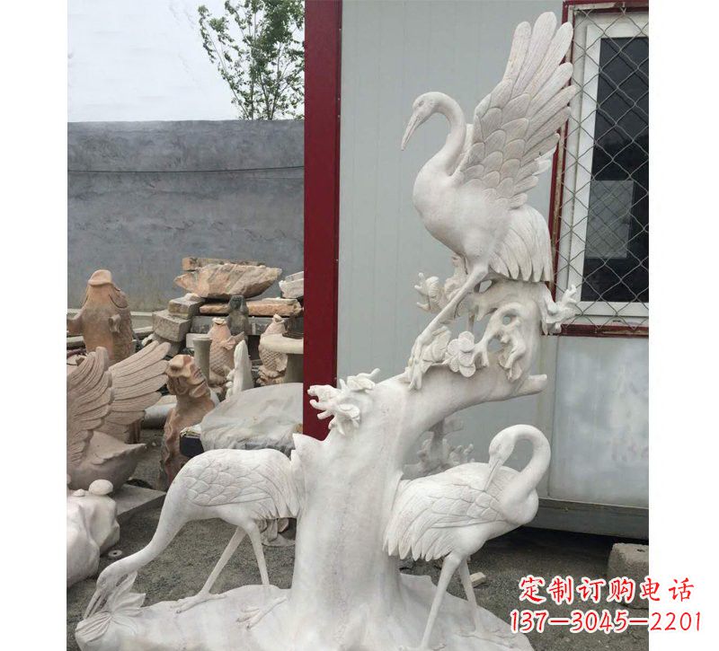 济南仙鹤松树石雕