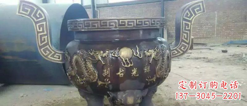 济南祥光古刹寺庙香炉铜雕