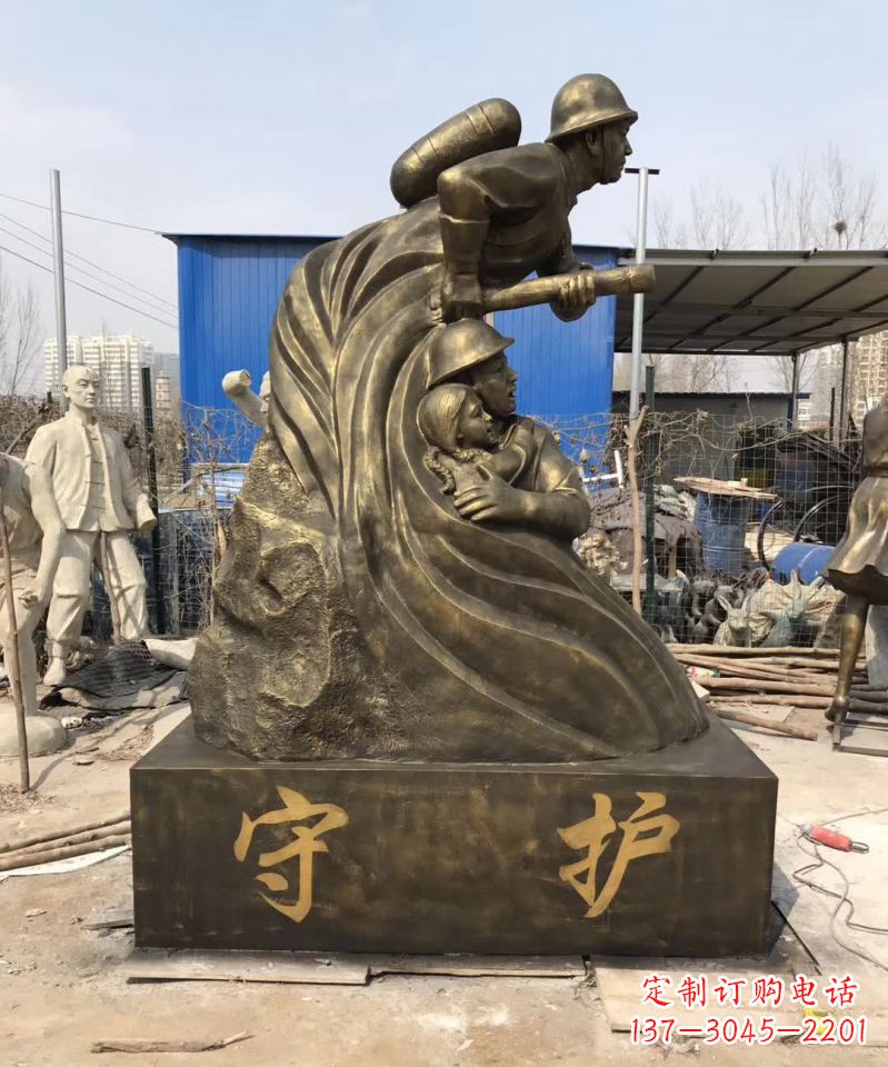 济南消防员铜雕112