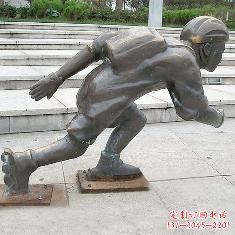 济南小孩滑旱冰广场人物运动雕塑