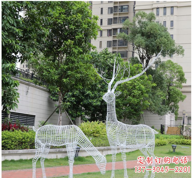 济南小区不锈钢镂空梅花鹿鹿雕塑