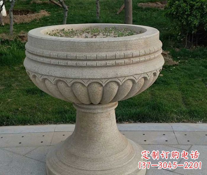 济南小区大理石花盆摆件石雕