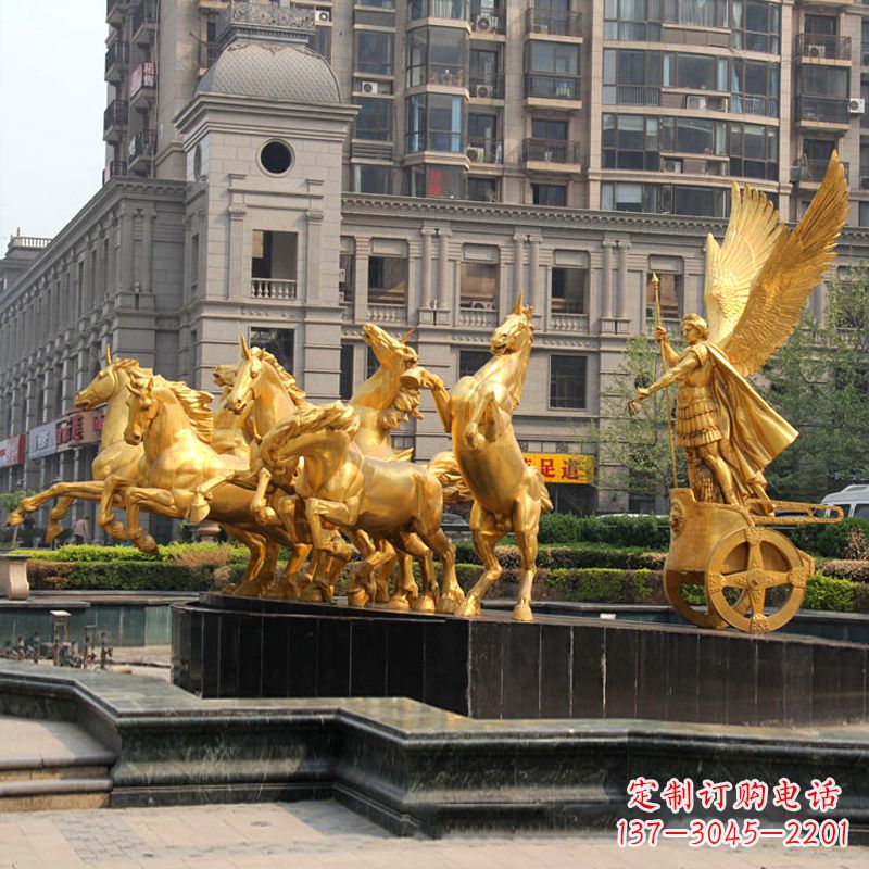 济南小区大门阿波罗战车鎏金景观铜雕