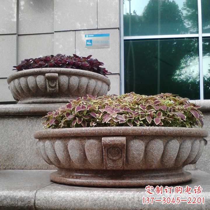 济南小区花岗岩石雕花盆