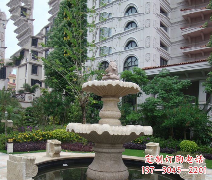 济南小区景观大理石鲤鱼喷泉石雕