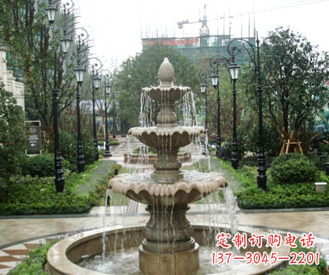济南小区景观大理石喷泉石雕 (4)