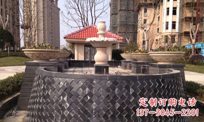 济南小区景观大理石喷泉石雕 (3)