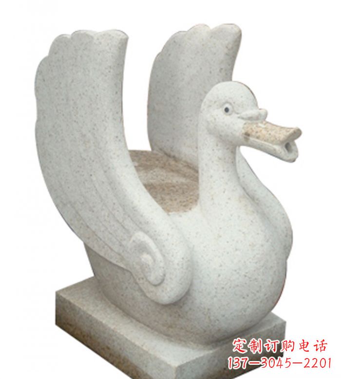 济南小区景观大理石天鹅喷泉石雕 (2)