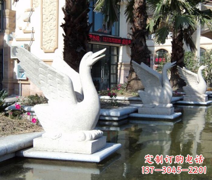 济南小区景观大理石天鹅喷泉石雕
