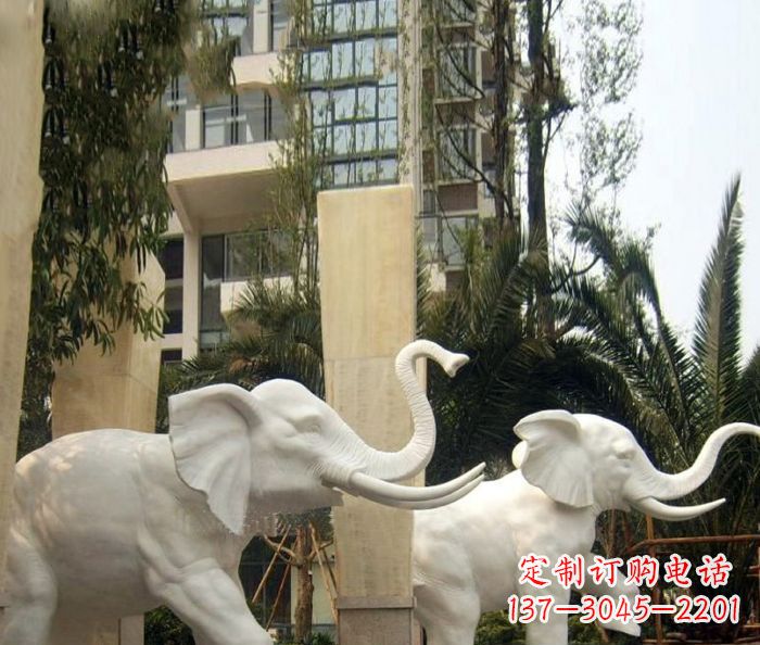 济南小区景观汉白玉大象石雕