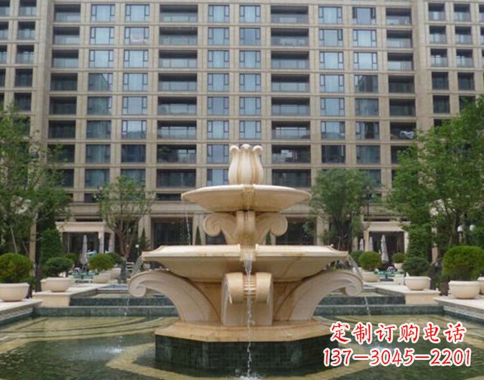 济南小区景观晚霞红喷泉石雕 (2)