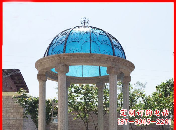 济南小区欧式圆顶凉亭石雕_2