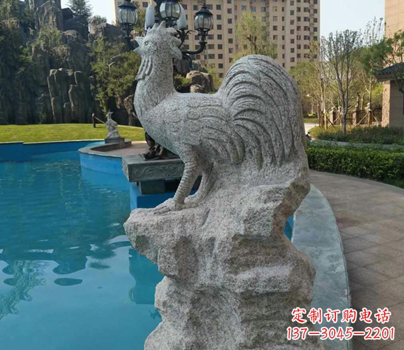 济南小区十二生肖鸡动物石雕